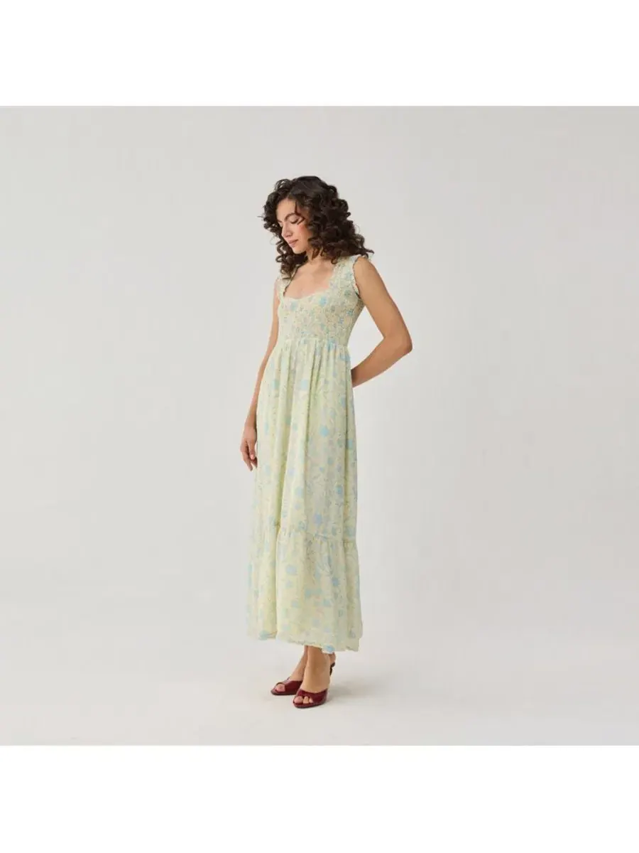 Платье макси без рукавов Smocked Maxi Reistor — изображение 8 из 11, желтый