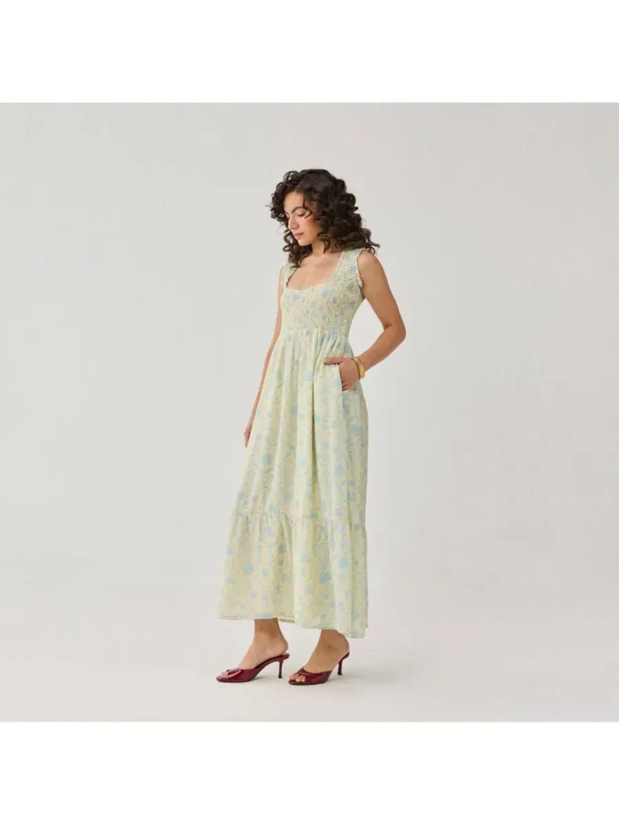 Платье макси без рукавов Smocked Maxi Reistor — изображение 9 из 11, желтый