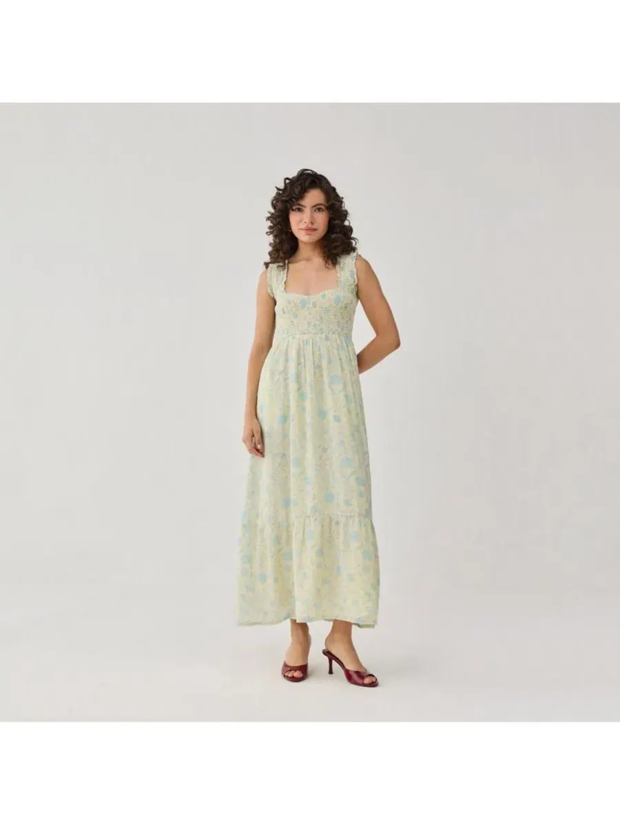 Платье макси без рукавов Smocked Maxi Reistor — изображение 10 из 11, желтый