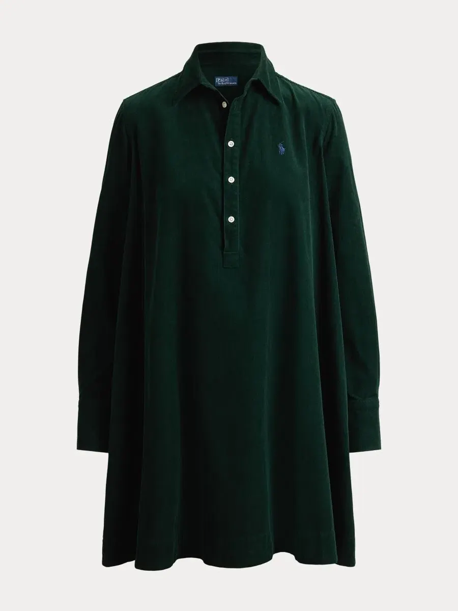 Платье-рубашка из вельвета с плиссировкой, модель Corduroy Pleated Shirt Dress Polo Ralph Lauren — изображение 5 из 5