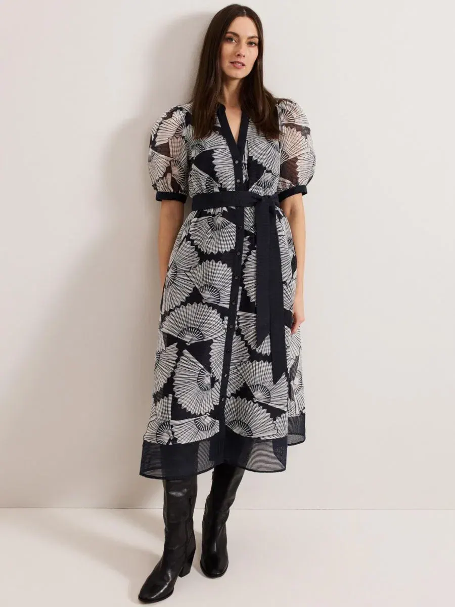 Платье-рубашка миди с поясом Skylar Midi Dress Phase Eight — изображение 7 из 8, темно-синий
