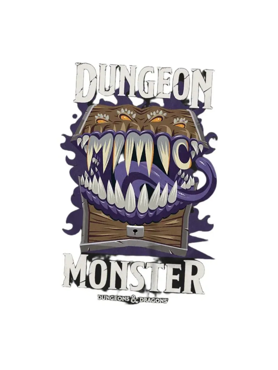 Футболка с принтом Mimic Dungeon Monster D&D — изображение 2 из 3, черный