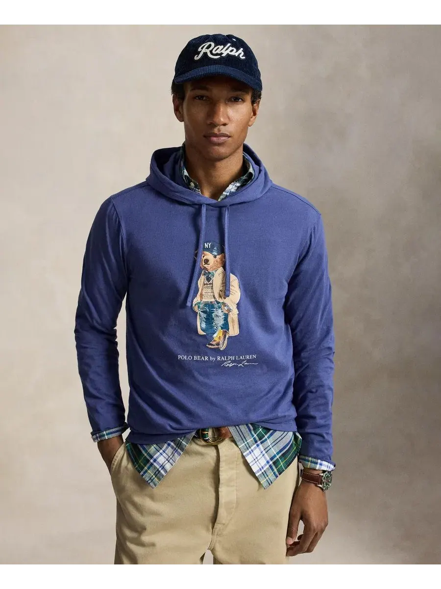 Худи с капюшоном с принтом Polo Bear Polo Ralph Lauren — изображение 1 из 6, светлый темно-синий