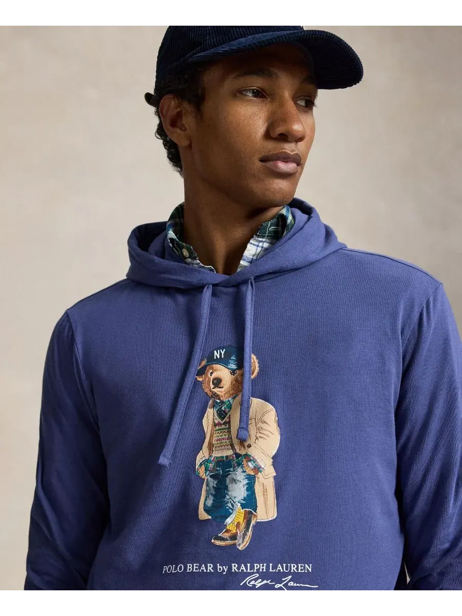 Худи с капюшоном с принтом Polo Bear Polo Ralph Lauren — изображение 4 из 6, светлый темно-синий