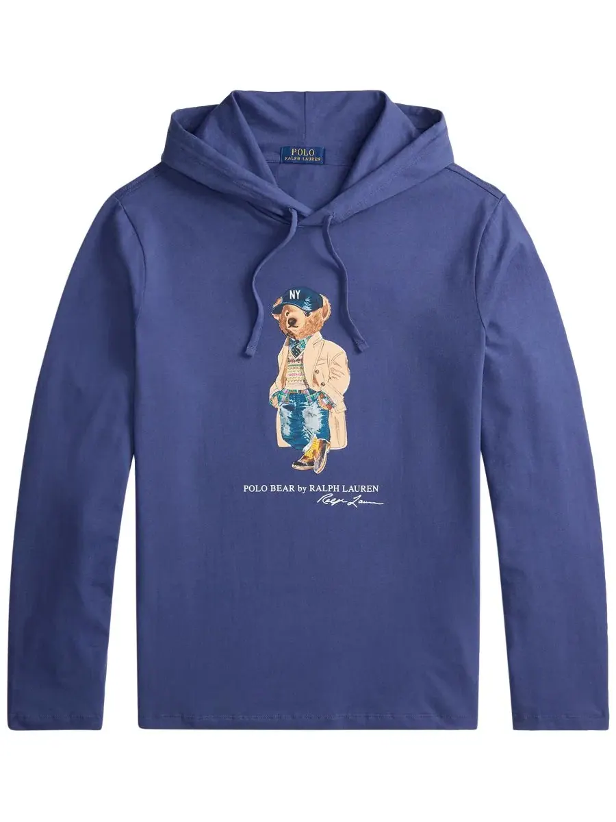 Худи с капюшоном с принтом Polo Bear Polo Ralph Lauren — изображение 6 из 6, светлый темно-синий
