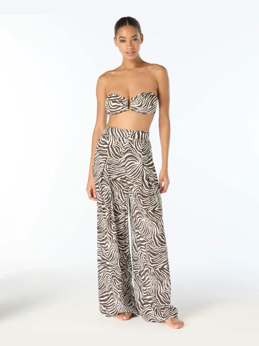Широкие брюки-палаццо с принтом Lake Days Quote Vince Camuto
