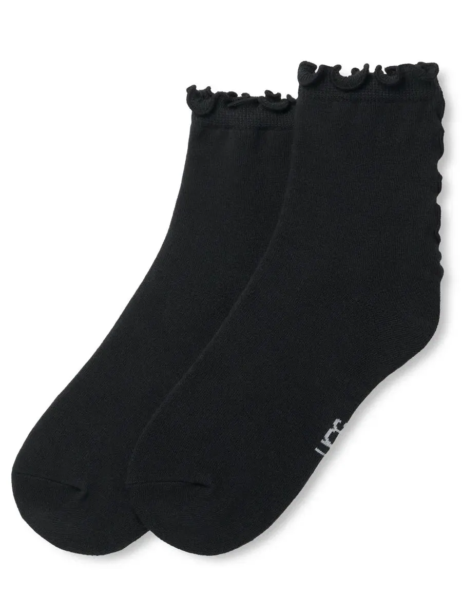 Женские носки UGG Karsyn Lettuce Edge Quarter Logo — изображение 2 из 3, черный