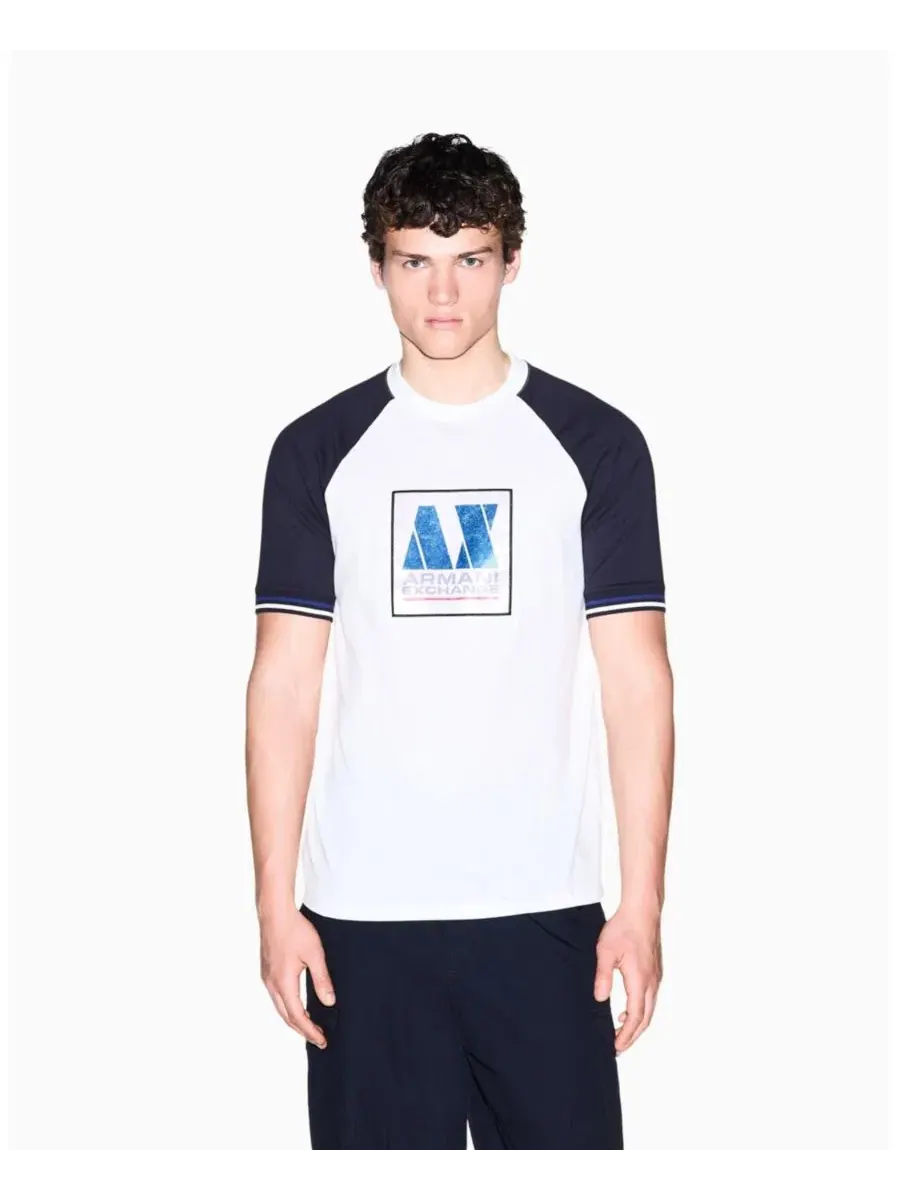 Футболка с цветовым блоком и логотипом Box Logo A|X Armani Exchange — изображение 1 из 7