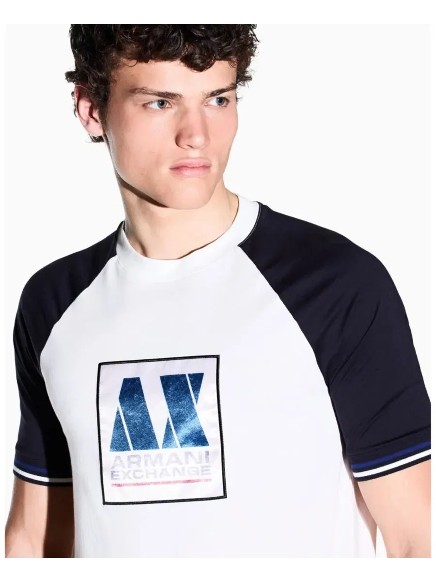Футболка с цветовым блоком и логотипом Box Logo A|X Armani Exchange — изображение 6 из 7