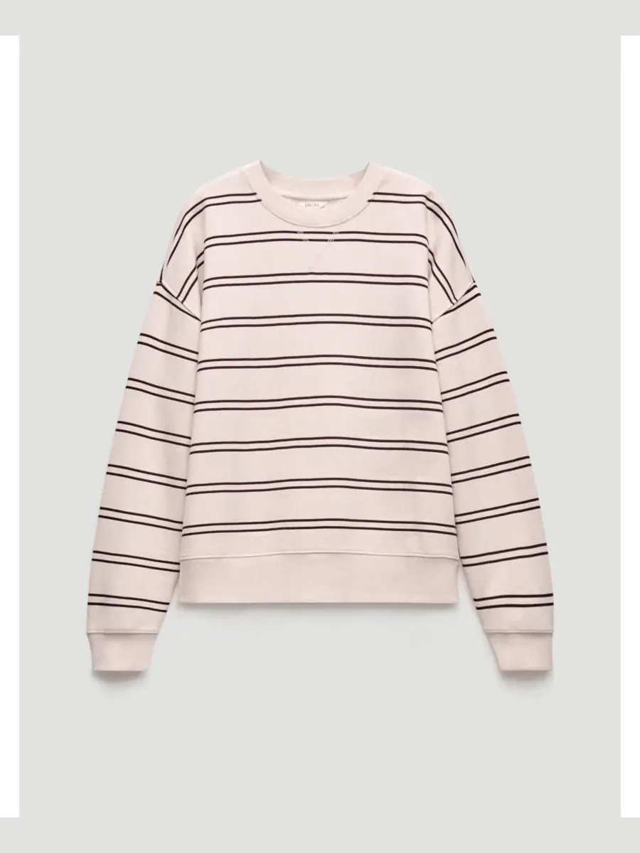 Женская толстовка Luca Stripe Heavyweight Hush — изображение 5 из 8, бледный розовый/бордовый