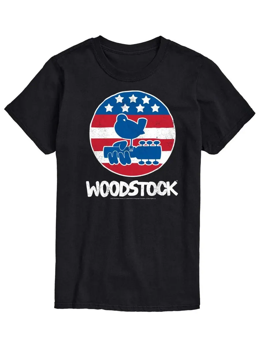 Мужская футболка с коротким рукавом и графическим принтом Woodstock Americana Airwaves — изображение 1 из 3, черный