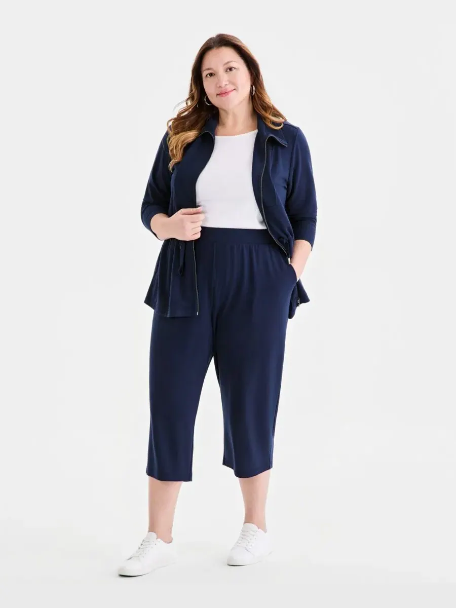Брюки-капри LuxLounge из французского трикотажа больших размеров Style & Co — изображение 1 из 4, синий