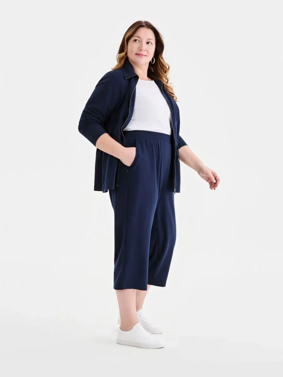 Брюки-капри LuxLounge из французского трикотажа больших размеров Style & Co — изображение 2 из 4, синий