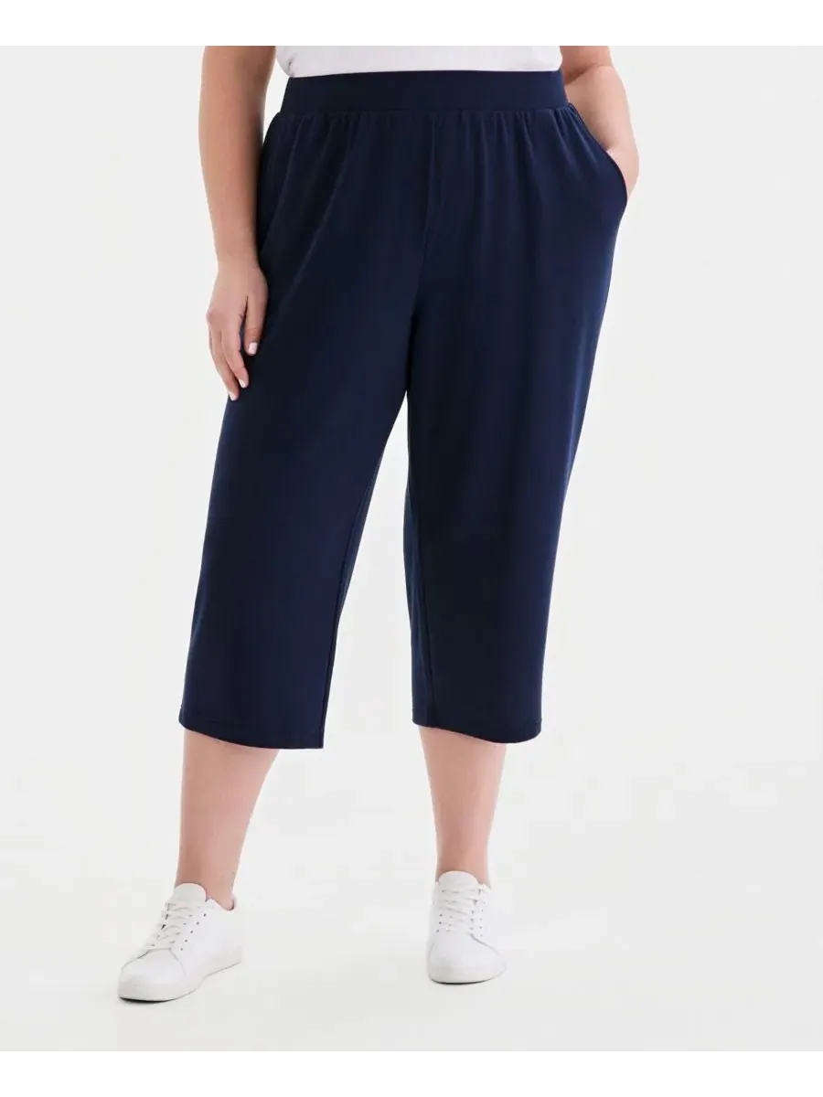 Брюки-капри LuxLounge из французского трикотажа больших размеров Style & Co — изображение 3 из 4, синий