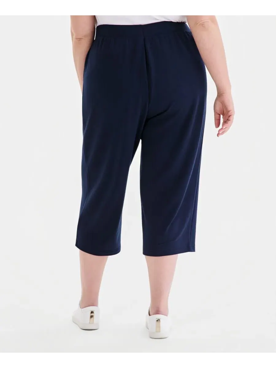 Брюки-капри LuxLounge из французского трикотажа больших размеров Style & Co — изображение 4 из 4, синий