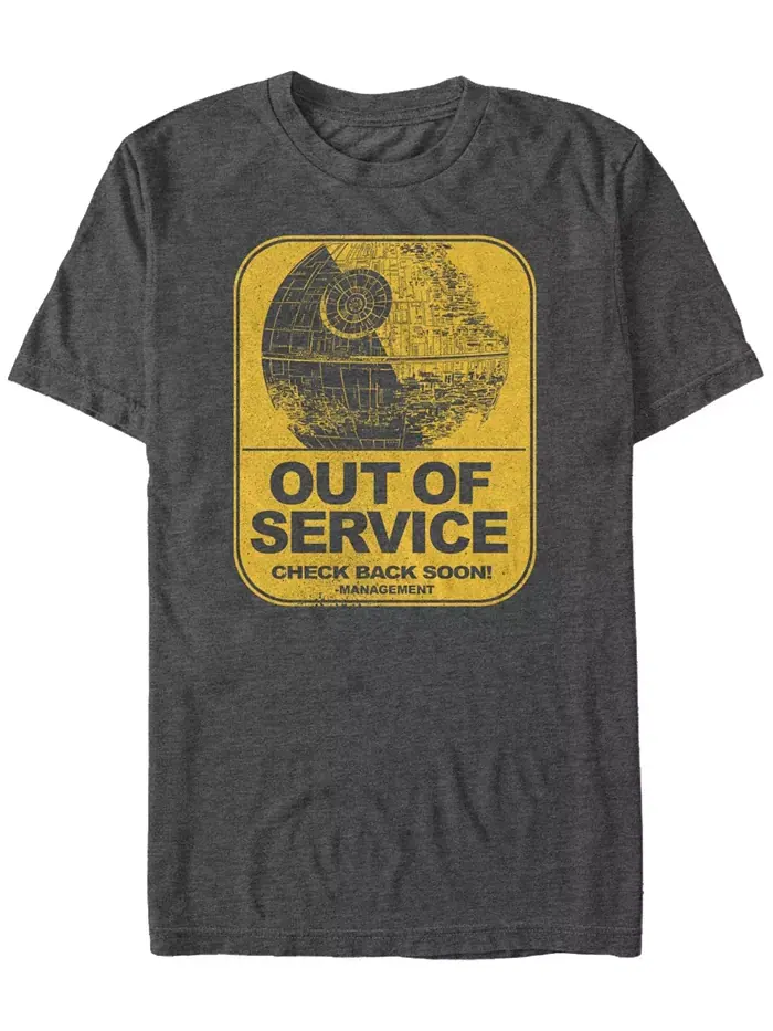 Футболка мужская Star Wars Classic Death Star Out of Service с коротким рукавом Fifth Sun — изображение 1 из 1, темно-серый