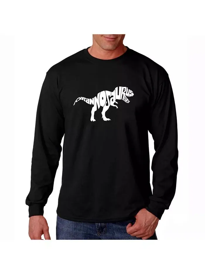 Футболка с длинным рукавом «Word Art» для мужчин - Tyrannosaurus Rex LA Pop Art — изображение 1 из 2, черный