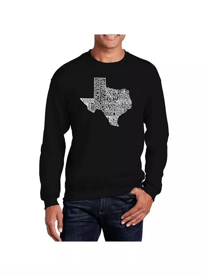 Мужская толстовка с круглым вырезом Word Art The Great State of Texas LA Pop Art — изображение 1 из 2, черный
