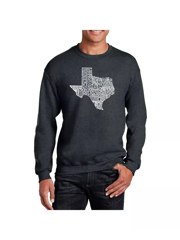 Мужская толстовка с круглым вырезом Word Art The Great State of Texas LA Pop Art — изображение 1 из 2, серый