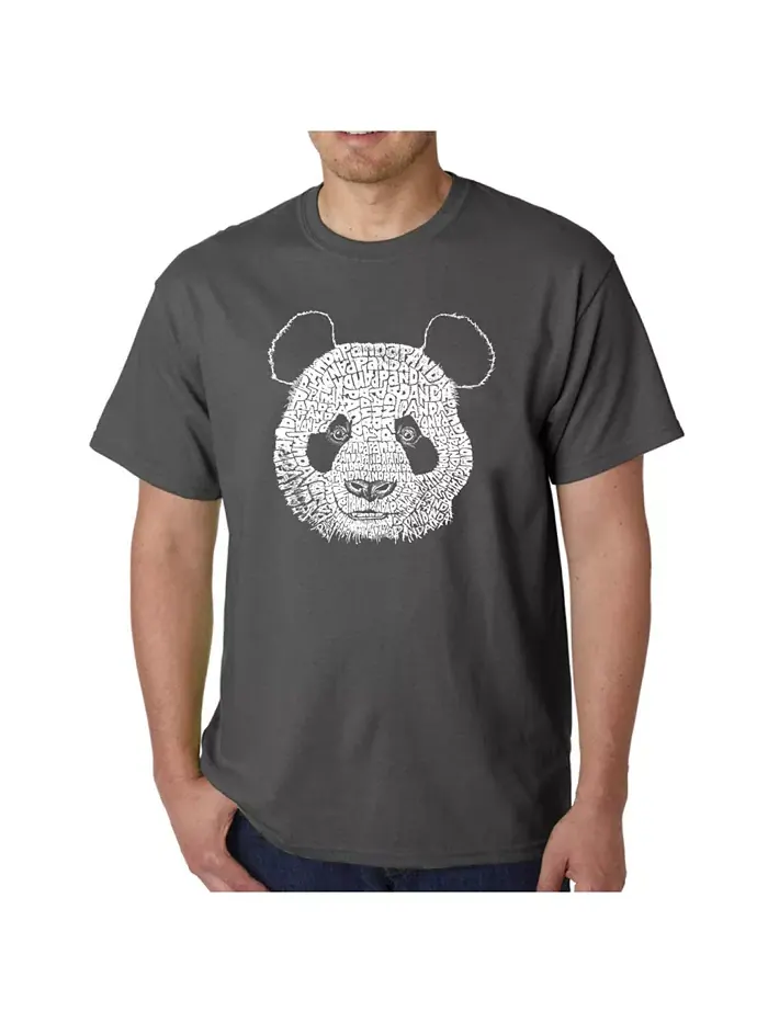 Мужская футболка с принтом - Panda Head LA Pop Art — изображение 1 из 2, серый