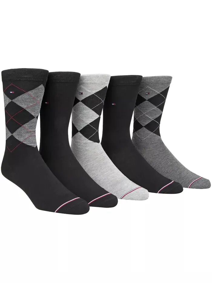 Мужские носки Argyle Premium Crew Socks, 5 пар Tommy Hilfiger — изображение 1 из 1, черный