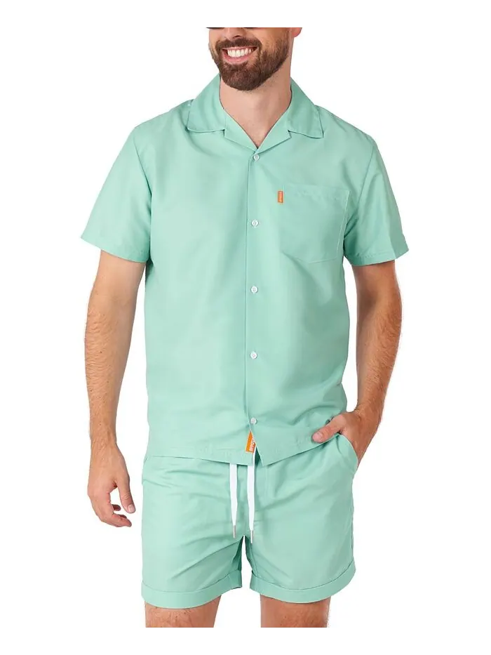 Мужская рубашка Magic Mint с короткими рукавами и усилителем; Комплект шорт OppoSuits — зеленый