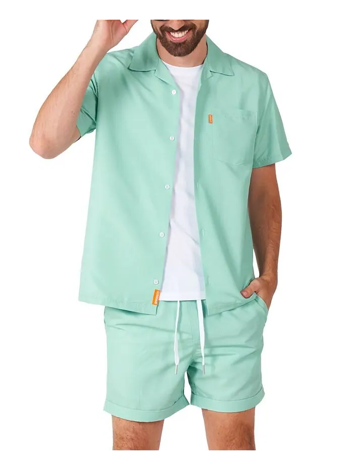 Мужская рубашка Magic Mint с короткими рукавами и усилителем; Комплект шорт OppoSuits — изображение 3 из 3, зеленый