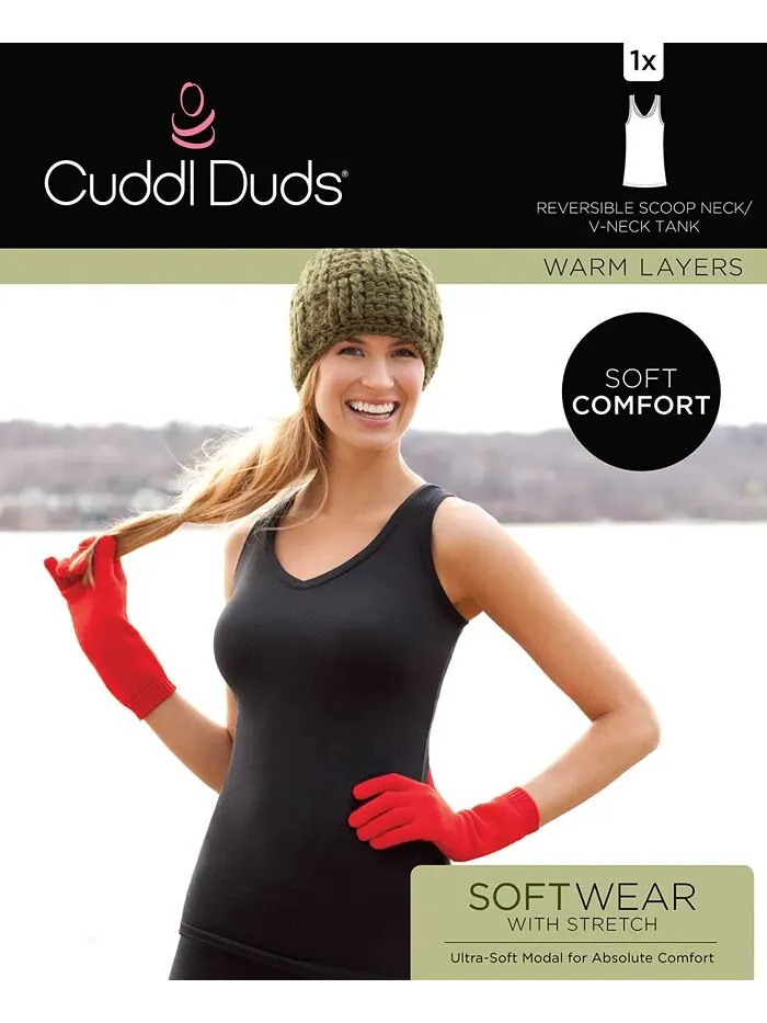 Мягкая одежда больших размеров с эластичной двусторонней майкой Cuddl Duds — изображение 7 из 7, темно-серый