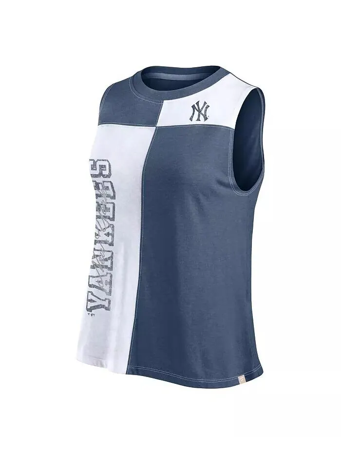 Женская майка-топ New York Yankees с цветными блоками, темно-синяя/белая Fanatics — изображение 2 из 3