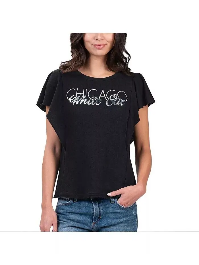 Женская черная футболка Chicago White Sox Crowd Wave G-Iii 4Her By Carl Banks — изображение 1 из 2, черный