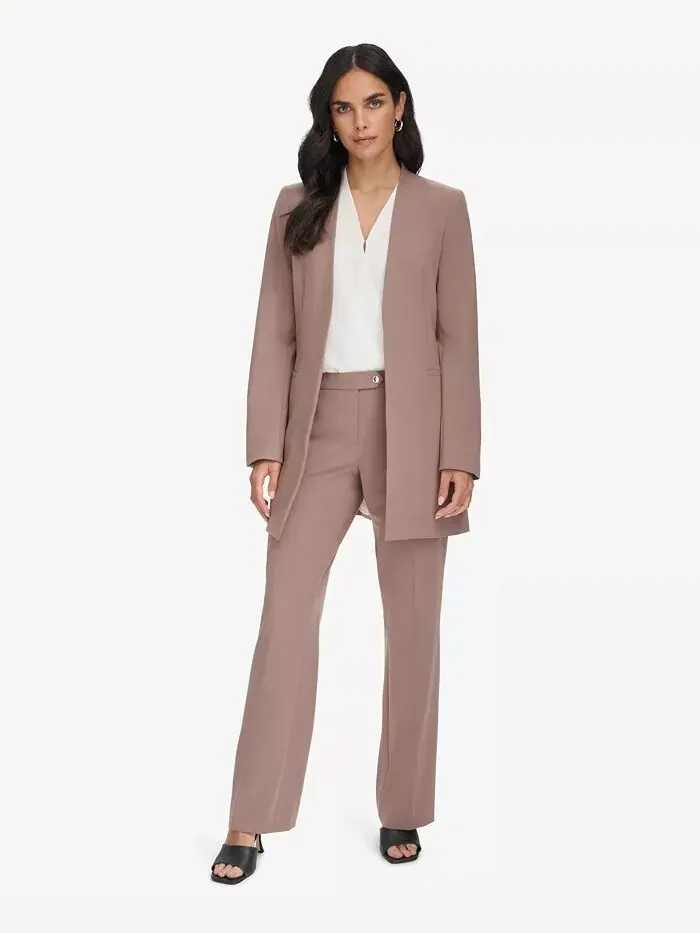 Женский топ с открытым передом и прямые брюки Calvin Klein — изображение 1 из 1, какао