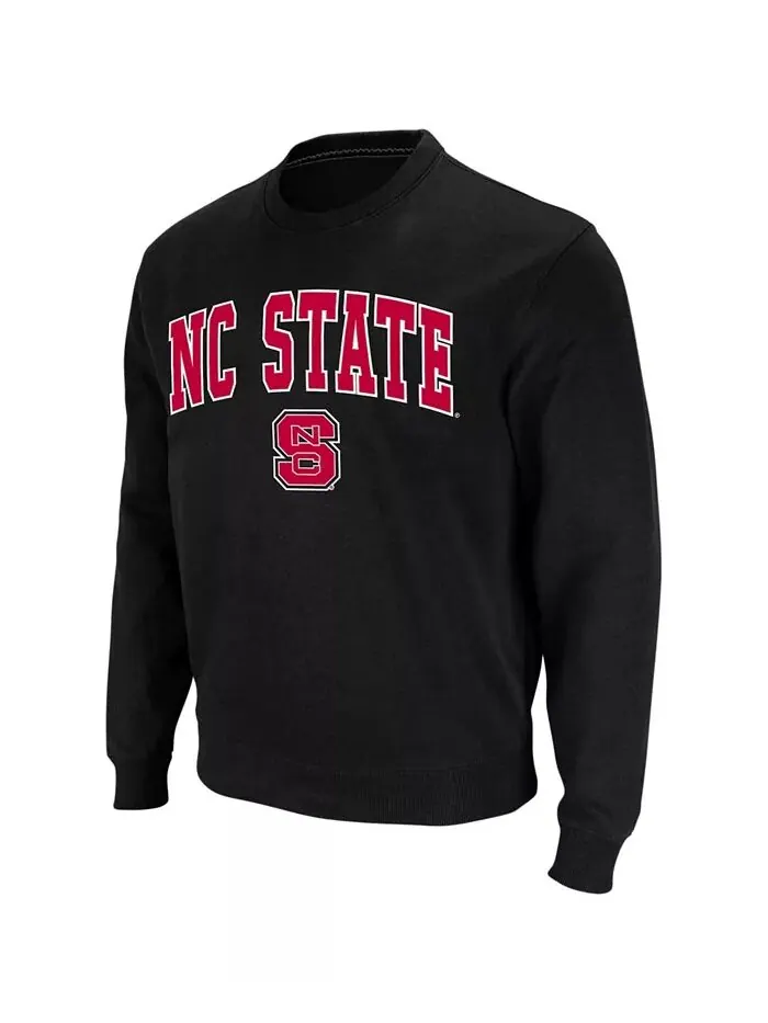 Мужская толстовка NC State Wolfpack Arch & Logo с круглым вырезом Colosseum — изображение 2 из 7, черный