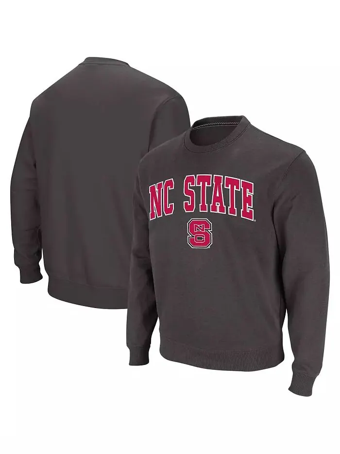 Мужская толстовка NC State Wolfpack Arch & Logo с круглым вырезом Colosseum — изображение 1 из 4, темно-серый