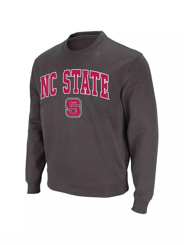 Мужская толстовка NC State Wolfpack Arch & Logo с круглым вырезом Colosseum — изображение 2 из 4, темно-серый