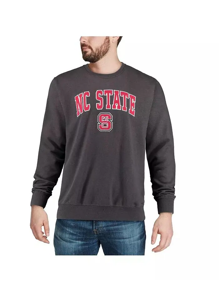 Мужская толстовка NC State Wolfpack Arch & Logo с круглым вырезом Colosseum — изображение 4 из 4, темно-серый