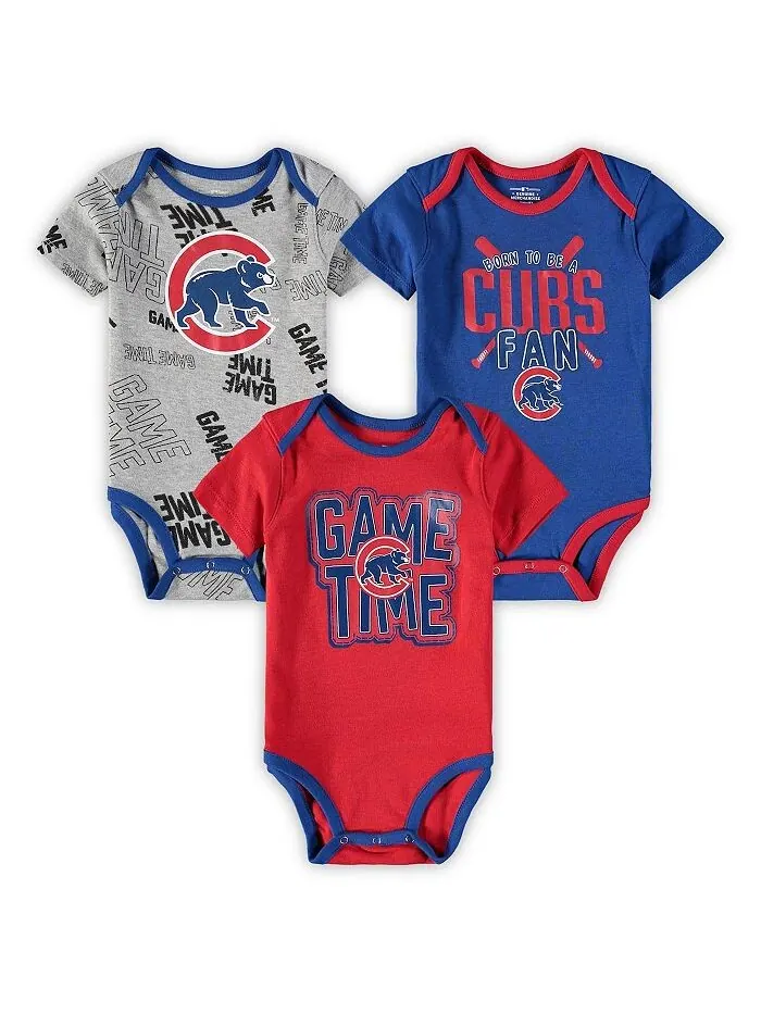 Комплект боди Game Time из трех частей для новорожденных Chicago Cubs, королевский — изображение 1 из 1, красный
