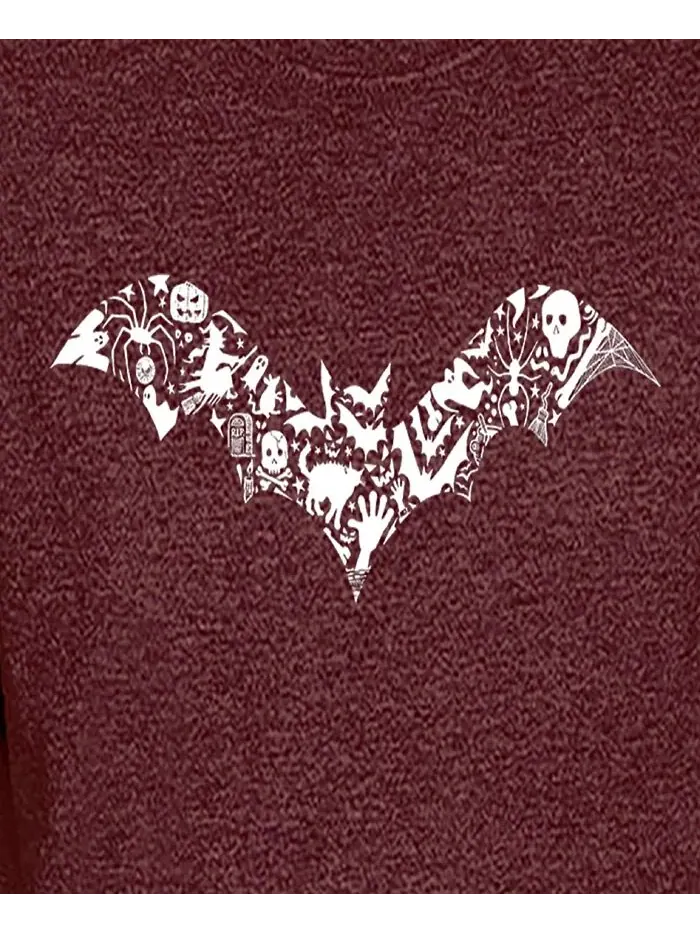 Футболка мужская Halloween Bat Premium Blend Word Art LA Pop Art — изображение 3 из 5, бордовый