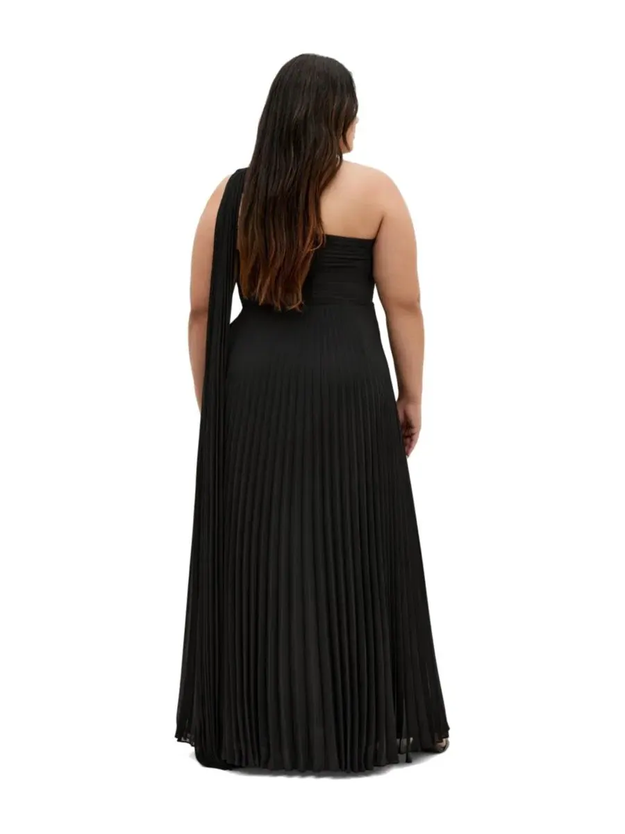 Платье макси Eloura One Shoulder Pleat, City Chic — изображение 2 из 5, черный