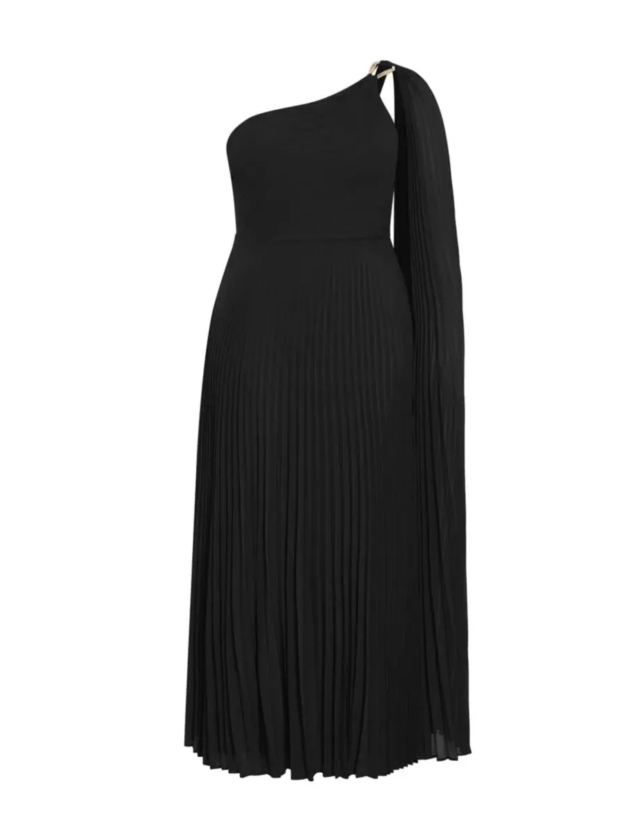 Платье макси Eloura One Shoulder Pleat, City Chic — изображение 4 из 5, черный