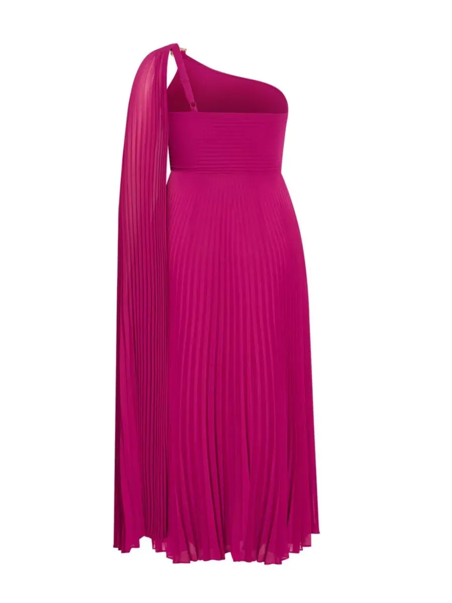 Платье макси с одним плечом и плиссировкой Eloura One Shoulder Pleat CITY CHIC, Framboise — изображение 4 из 5