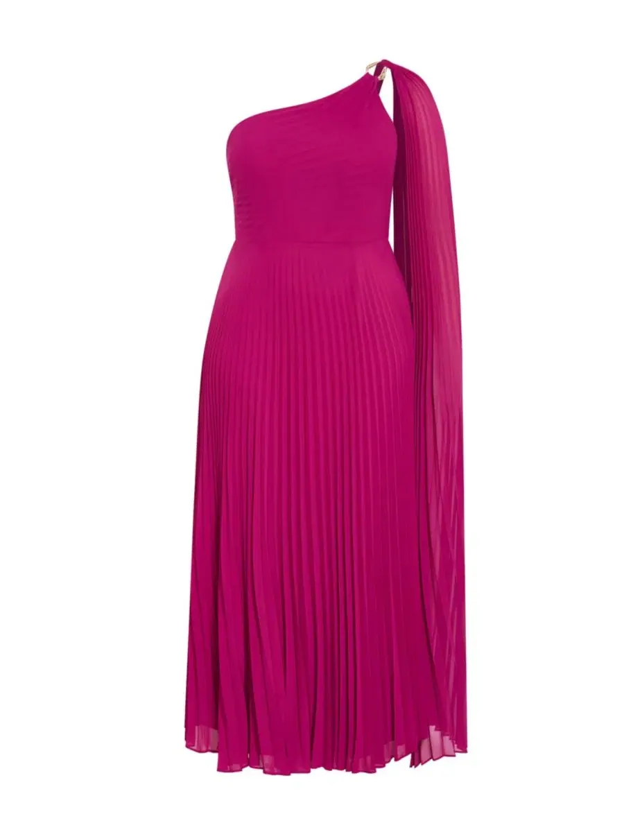 Платье макси с одним плечом и плиссировкой Eloura One Shoulder Pleat CITY CHIC, Framboise — изображение 5 из 5