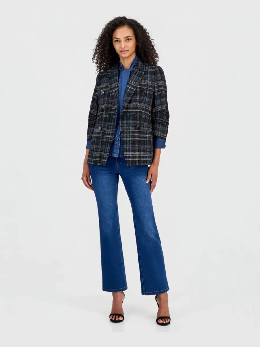 Женский жакет с ложной двубортной застежкой Anne Klein — изображение 2 из 4, черный мульти