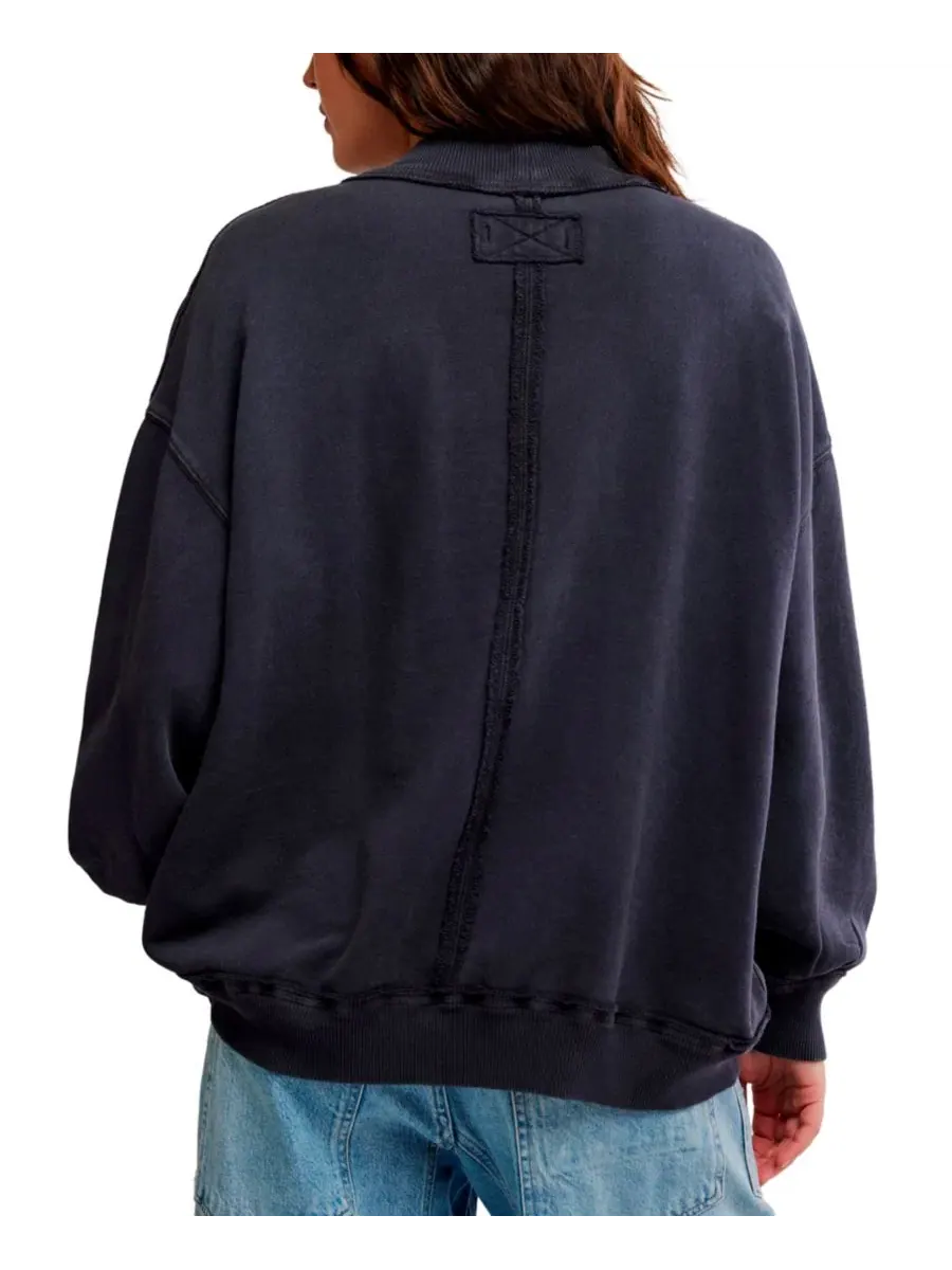 Свитшот из хлопка с принтом, модель Slouchy Mock-Neck Free People — изображение 5 из 6, черный