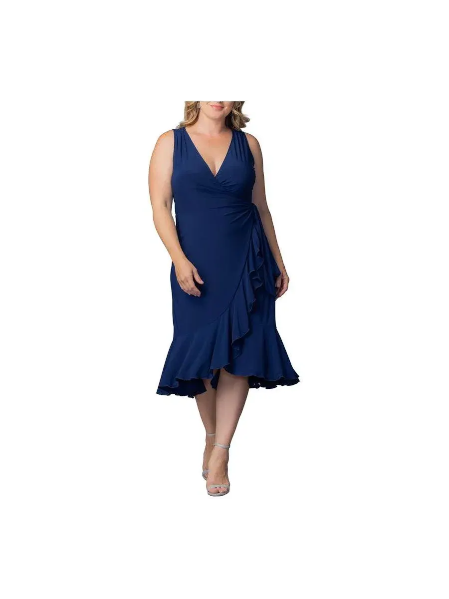 Платье-обертка без рукавов Laguna Plus Size Kiyonna — изображение 1 из 6, темно-синий