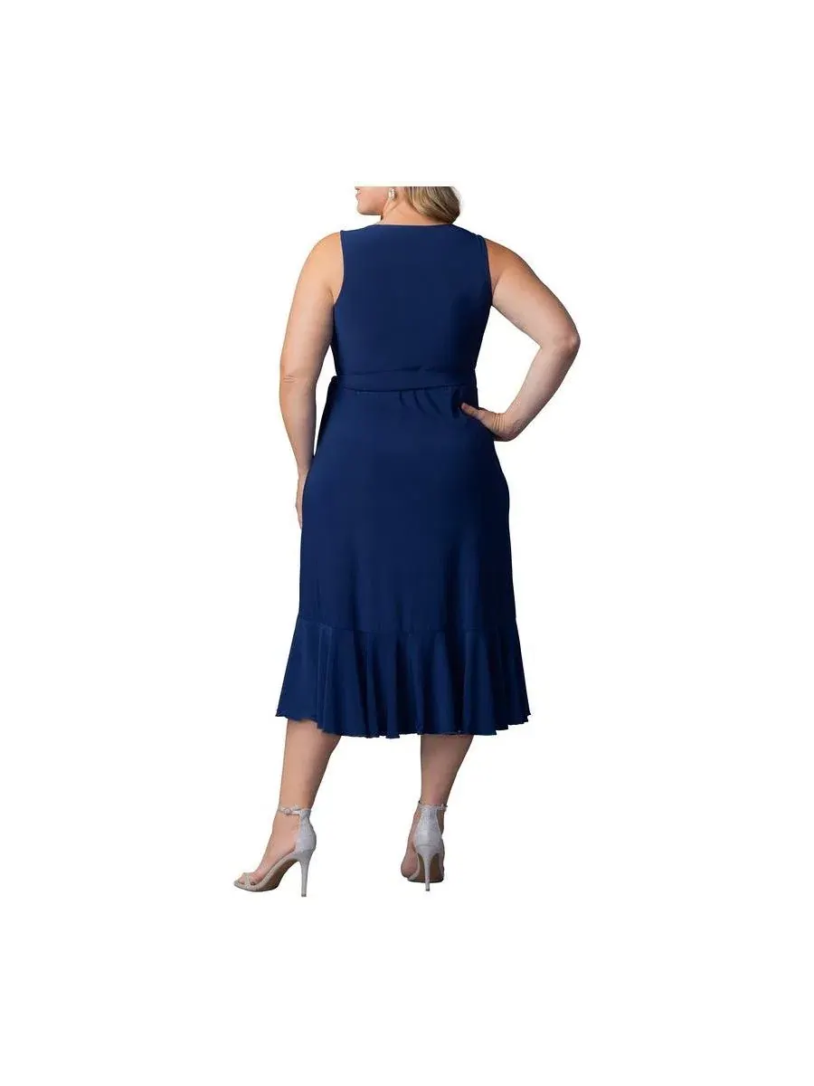 Платье-обертка без рукавов Laguna Plus Size Kiyonna — изображение 2 из 6, темно-синий