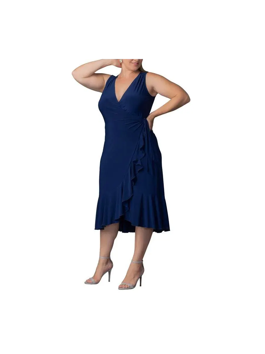Платье-обертка без рукавов Laguna Plus Size Kiyonna — изображение 4 из 6, темно-синий