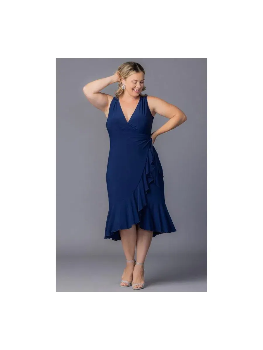 Платье-обертка без рукавов Laguna Plus Size Kiyonna — изображение 5 из 6, темно-синий