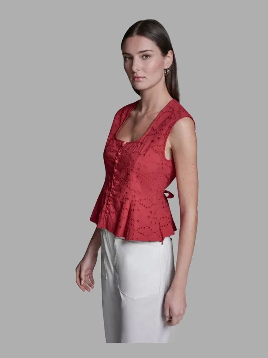 Топ без рукавов с квадратным вырезом и пеплумом BCBG, Rouge Amour — изображение 3 из 6