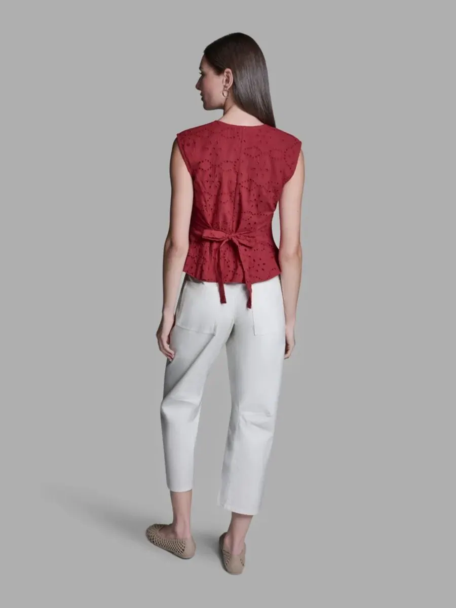 Топ без рукавов с квадратным вырезом и пеплумом BCBG, Rouge Amour — изображение 5 из 6