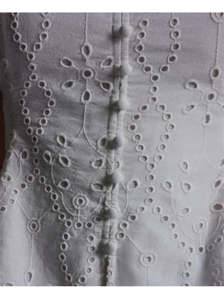 Топ без рукавов с квадратным вырезом и пеплумом, Eyelet Detail Sleeveless Square Neck Peplum Top — изображение 6 из 6, белый